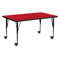 Flash Furniture Mobile 24''W X 60''L Rectangular HP Laminate Activity Table - Height Adjustable Short Legs -Children Furniture Store GUEST 00829f92 1528 412e b5f3 27e1800d476e