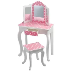 Polka Dot Fashion Prints Vanity Table & Stool Set Pink - Teamson Kids -Children Furniture Store GUEST 01155bac e3df 4437 aeed 60698b770388