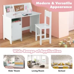 Costway Kids Desk And Chair Set Study Writing Workstation With Bookshelf & Bulletin Board -Children Furniture Store GUEST 023b2c26 10a3 48d4 99c9 88db81da0137