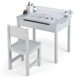 Costway Toddler Craft Table & Chair Set Kids Art Crafts Table WithPaper Roll Holder Grey/White -Children Furniture Store GUEST 06ee0f4a 4d39 4b89 b592 d33d5f1b545d