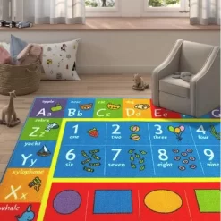 KC CUBS Boy & Girl Kids ABC Alphabet, Numbers & Shapes Educational Learning & Fun Game Play Nursery Bedroom Classroom Area Rug Carpet -Children Furniture Store GUEST 07736334 5bf0 40dc b1a9 b25dbe9e3f96