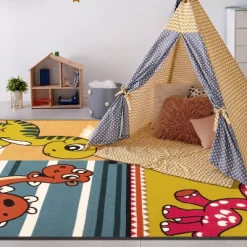 Dinoventure Dinosaurs Non-Slip Kids Playroom Decor Washable Indoor Area Rug By Blue Nile Mills -Children Furniture Store GUEST 0831458c aac7 479f bad0 253413719c6f