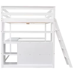 Full Size Loft Bed With Desk, Shelf And Two Built-in Drawers - ModernLuxe -Children Furniture Store GUEST 0a413e76 2d21 4f64 80cd 09aae583ebe3