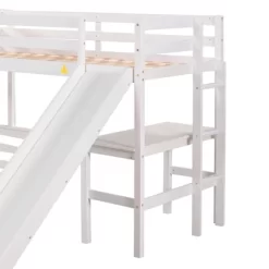 Twin Over Full Bunk Bed With Twin Size Loft Bed With Desk, Slide And Full Length Rail - ModernLuxe -Children Furniture Store GUEST 0b1940ac 8305 4008 9f3d 3449a93ff9e2