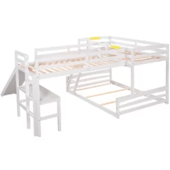 Twin Over Full Bunk Bed With Twin Size Loft Bed With Desk, Slide And Full Length Rail - ModernLuxe -Children Furniture Store GUEST 0be1bff4 3537 457e 8bea f75e16c25834