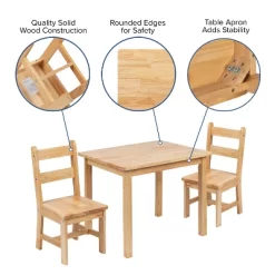 Flash Furniture Kids Solid Hardwood Table And Chair Set For Playroom, Bedroom, Kitchen - 3 Piece Set -Children Furniture Store GUEST 0bf9d919 a115 4ffe a6b2 d493e1126156 1