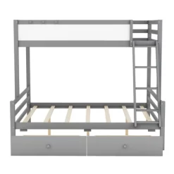 Twin Over Full Bunk Bed With Whiteboard, 3 Hooks And 2 Drawers-ModernLuxe 17 Twin Over Full Bunk Bed With Whiteboard, 3 Hooks And 2 Drawers-ModernLuxe -Children Furniture Store GUEST 0d331f08 44c8 4182 ba74 1563324f99e2