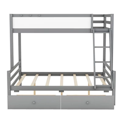 Twin Over Full Bunk Bed With Whiteboard, 3 Hooks And 2 Drawers-ModernLuxe 7 Twin Over Full Bunk Bed With Whiteboard, 3 Hooks And 2 Drawers-ModernLuxe - Image 5