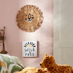 Water Hyacinth Lion Head Kids' Wall Décor Natural - Pillowfort™
