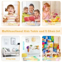 Costway Kids Wooden Table & 2 Chairs Set Children Activity Table Set -Children Furniture Store GUEST 0eeffc65 48a3 4348 8feb 6315395e5625