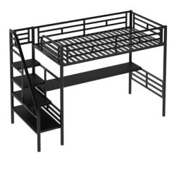 Metal Twin Size Loft Bed With Desk, Black - ModernLuxe 14 Metal Twin Size Loft Bed With Desk, Black - ModernLuxe -Children Furniture Store GUEST 0fba7b43 5338 471d 9e9a 0931239107e9