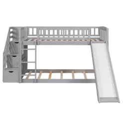 Stairway Twin Over Twin Bunk Bed With Two Drawers And Slide-ModernLuxe 20 Stairway Twin Over Twin Bunk Bed With Two Drawers And Slide-ModernLuxe -Children Furniture Store GUEST 11780159 196e 41f7 bac7 3e6c69488cef