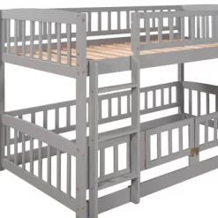 Twin Over Twin Wood Low Bunk Bed With Slide And Ladder-ModernLuxe 21 Twin Over Twin Wood Low Bunk Bed With Slide And Ladder-ModernLuxe -Children Furniture Store GUEST 149ca007 f9a1 4ac3 ac1e 0a90853fb6af