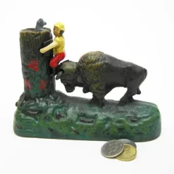 Design Toscano Butting Buffalo Collectors' Die Cast Iron Mechanical Coin Bank