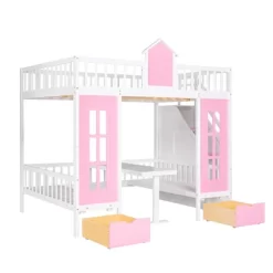Full-Over-Full Bunk Bed With Changeable Table, Separable Bunk Bed Turn Into Upper Bed And Down Desk-ModernLuxe -Children Furniture Store GUEST 16921906 91ea 4fbc 864a 1c137ded92fa