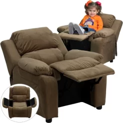 Emma And Oliver Deluxe Padded Contemporary Kids Recliner With Storage Arms -Children Furniture Store GUEST 169886ff 42ce 48f0 822d a110530a9986
