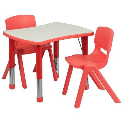 Flash Furniture 21.875"W X 26.625"L Rectangular Plastic Height Adjustable Activity Table Set With 2 Chairs 12 Flash Furniture 21.875"W X 26.625"L Rectangular Plastic Height Adjustable Activity Table Set With 2 Chairs - Image 10