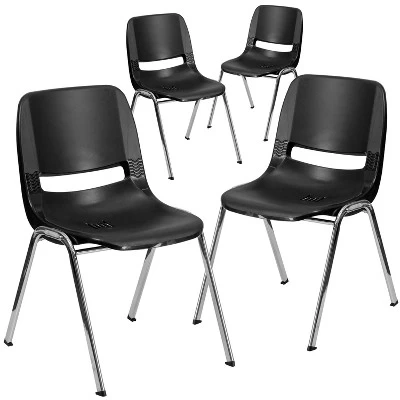 Flash Furniture 4 Pack HERCULES Series 661 Lb. Capacity Ergonomic Shell Stack Chair With 16'' Seat Height 6 Flash Furniture 4 Pack HERCULES Series 661 Lb. Capacity Ergonomic Shell Stack Chair With 16'' Seat Height - Image 4