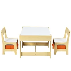 Costway Kids Table Chairs Set With Storage Boxes Blackboard Whiteboard Drawing GreyNature -Children Furniture Store GUEST 190d4cc4 df34 490c a6ee 74817933076c