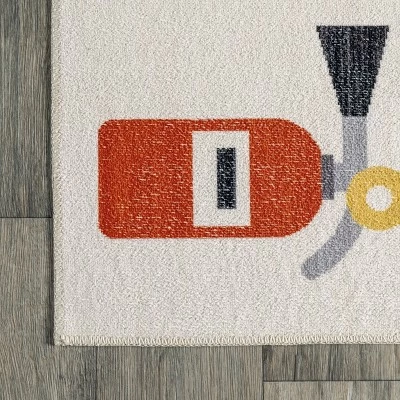 NuLOOM Carmina City Streets Machine Washable Kids Area Rug 3' X 5' In White Multi 6 NuLOOM Carmina City Streets Machine Washable Kids Area Rug 3' X 5' In White Multi - Image 4