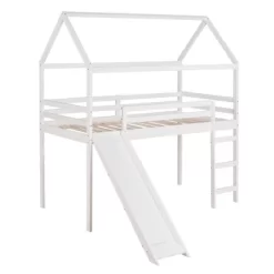 Twin Size House Shape Loft Bed With Slides, White - ModernLuxe -Children Furniture Store GUEST 193a646d 49dd 4d63 9ade df4e43aa09f2