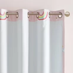 Natalie Rainbow With Metallic Printed Total Blackout Window Panel Pink - Mi Zone -Children Furniture Store GUEST 193cb9cc 885d 4d4f 82ab 135d512bd4fe