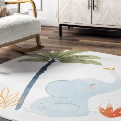 NuLOOM Elain Cheerful Elephant Machine Washable Kids Area Rug -Children Furniture Store GUEST 19f1dc18 69e4 4b9c aafb 9f2a898a78ba