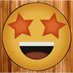 Deerlux Emoji Style Round Funny Smiley Face Kids Area Rug, Star Eyes Emoji Rug -Children Furniture Store GUEST 1a662dd8 b48e 4f91 b681 69e998c964f3