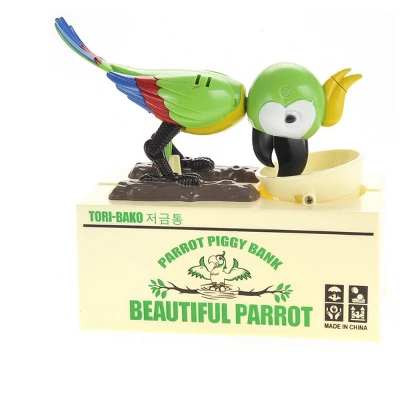 Insten Parrot Piggy Bank Robotic Coin Munching Toy Money Box, Green, 6.6x6.5 Inches 3 Insten Parrot Piggy Bank Robotic Coin Munching Toy Money Box, Green, 6.6x6.5 Inches