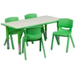 Flash Furniture 23.625"W X 47.25"L Rectangular Plastic Height Adjustable Activity Table Set With 4 Chairs 21 Flash Furniture 23.625"W X 47.25"L Rectangular Plastic Height Adjustable Activity Table Set With 4 Chairs -Children Furniture Store GUEST 1e970c6c 7142 4809 bdf3 074073536da7