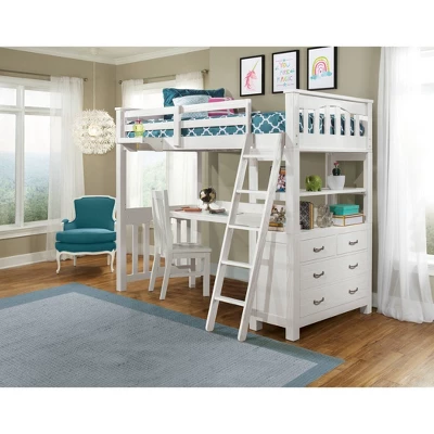 Twin Highlands Loft Bed With Desk, Chair And Hanging Nightstand White - Hillsdale Furniture 3 Twin Highlands Loft Bed With Desk, Chair And Hanging Nightstand White - Hillsdale Furniture