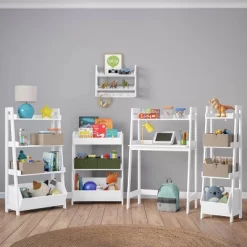 Kids' Desk With Ladder Shelf Storage And 2 Bonus Magnetic Art Display Bars White - RiverRidge Home -Children Furniture Store GUEST 1ee5c927 59cf 479c ae12 45aea42d9f95 1