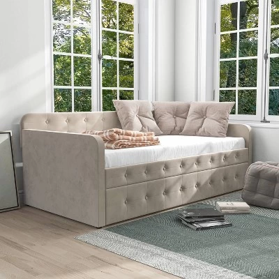 Twin Elyria Contemporary Tufted Daybed - MiBasics 3 Twin Elyria Contemporary Tufted Daybed - MiBasics