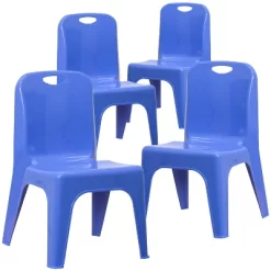 Emma And Oliver 4 Pack Plastic Stack School Chair With Carrying Handle And 11" Seat Height -Children Furniture Store GUEST 1fcc188f 34a6 4d4a a9ce d3cb3924774f