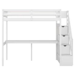 Twin Size Loft Bed With Storage Staircase And Built-in Desk-ModernLuxe -Children Furniture Store GUEST 202eeca1 76d1 4d51 ad39 ae146adcd074