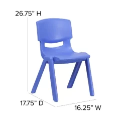 Emma And Oliver 4 Pack Blue Plastic Stack School Chair With 15.5"H Seat, 3rd-7th School Chair -Children Furniture Store GUEST 22273ccc dc2f 4268 934d 92145e353b98
