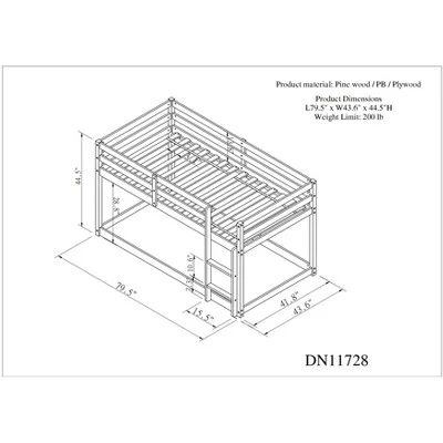Twin Size Loft Bed With Safety Rail And Ladder-ModernLuxe 7 Twin Size Loft Bed With Safety Rail And Ladder-ModernLuxe - Image 5