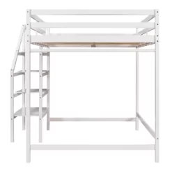 Full Size Loft Bed With Staircase And Safety Guardrails Gray/White-ModernLuxe 22 Full Size Loft Bed With Staircase And Safety Guardrails Gray/White-ModernLuxe -Children Furniture Store GUEST 232b8b5b 0499 4757 b8a7 832722695bb8