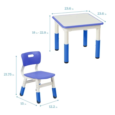 ECR4Kids Square Resin Dry-Erase Adjustable Activity Table With 2 Chairs (3-Piece Set) 3 ECR4Kids Square Resin Dry-Erase Adjustable Activity Table With 2 Chairs (3-Piece Set)