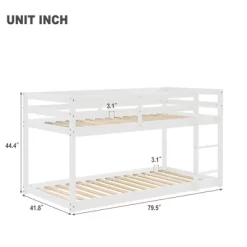 Twin Over Twin Floor Bunk Bed With Ladder And Safety Guardrail-ModernLuxe -Children Furniture Store GUEST 23a2e3b9 f340 4b8a 8e0f 220cdb1f9b2e