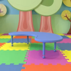 Emma And Oliver 35"W X 65"L Half-Moon Plastic Height Adjustable Activity Table