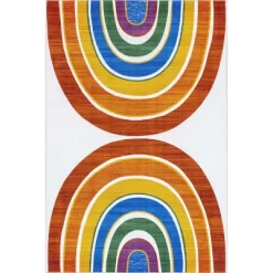 NuLOOM Classic Double Rainbow Machine Washable Kids Area Rug -Children Furniture Store GUEST 240f4bcc c73e 48ad 95e2 ae07a8d47653