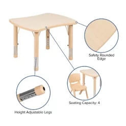 Flash Furniture 21.875"W X 26.625"L Rectangular Plastic Height Adjustable Activity Table Set With 4 Chairs -Children Furniture Store GUEST 2465dc71 3e10 4af7 89f8 ecd766798f8b 1