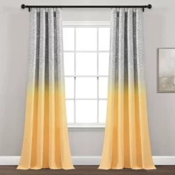 52"x84" Set Of 2 Glitter Ombre Metallic Print Window Curtain Panels - Lush Décor