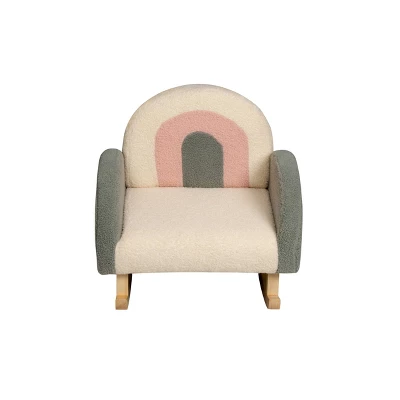 Upholstered Rocking Chair White/Pink/Gray - Gift Mark 5 Upholstered Rocking Chair White/Pink/Gray - Gift Mark - Image 3