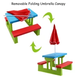 Costway 4 Seat Kids Picnic Table W/Umbrella Garden Yard Folding Children Bench Outdoor -Children Furniture Store GUEST 258b5d78 0369 4b7c 9458 6eb0890215b0