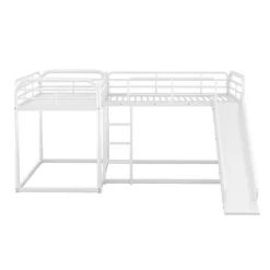Full And Twin Size L-Shaped Metal Bunk Bed With Slide And Ladder-ModernLuxe -Children Furniture Store GUEST 25cc18e8 dd21 4988 9a3d 44cc21e38fd1
