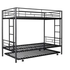Twin Over Twin Metal Bunk Bed With Trundle Bed And Ladders-ModernLuxe -Children Furniture Store GUEST 278b6c2f 5f00 46a0 945d 501127aad3b1