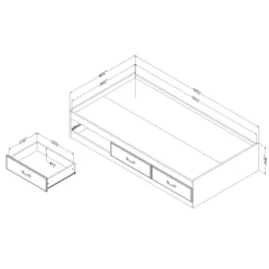 Ulysses Mates Bed With 3 Drawers Winter Oak - South Shore -Children Furniture Store GUEST 282d3367 0966 4c41 a021 ce44bfce9b6a