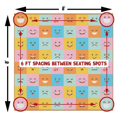 Deerlux 6 Ft. Social Distancing Colorful Kids Classroom Seating Area Rug, Emoji Mask Design 8 Deerlux 6 Ft. Social Distancing Colorful Kids Classroom Seating Area Rug, Emoji Mask Design - Image 6